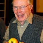 Dr. Bob Norton, from Vachon Island, near Seattle, was our guest at Apple Festival 2011. With over 50 years of experience growing apples, this APPLE ELDER, was helping on the Apple Identification table at Fulford Hall. Photo by Jan Mangan
