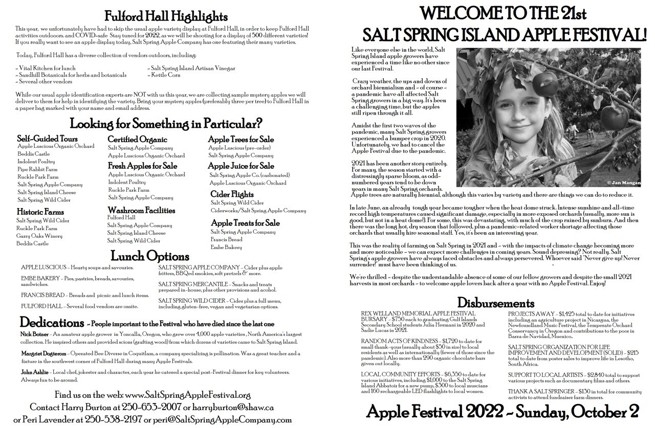 2021 Program Salt Spring Island Apple Festival